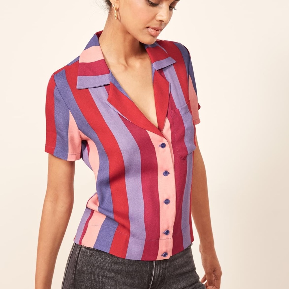 Reformation Cuba Top in Disco Stripe NWT